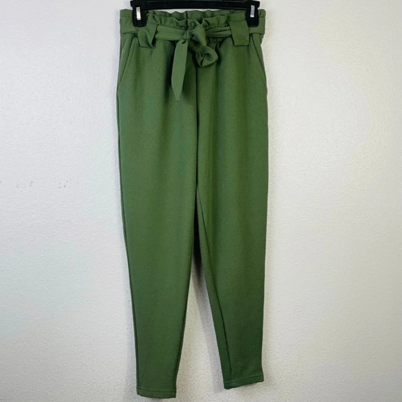 PINK DOT‎ Olive Green Paper Bag Pants Size Small - Picture 8 of 8